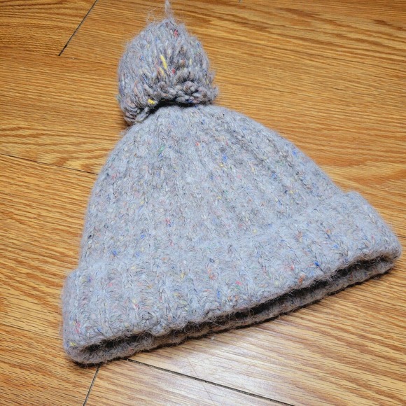 J. Crew Women's Pom Pom Winter Hat Beanie Wool/Alpaca/Nylon/Silk Tan/Multicolor - Picture 2 of 6